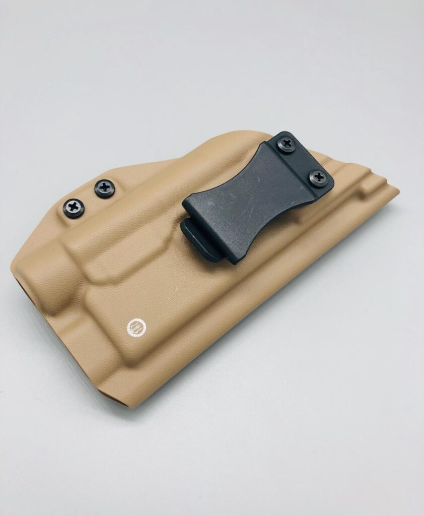 Custom Kydex Glock 19 holster molded for a Streamlight TLR-1 weapon light