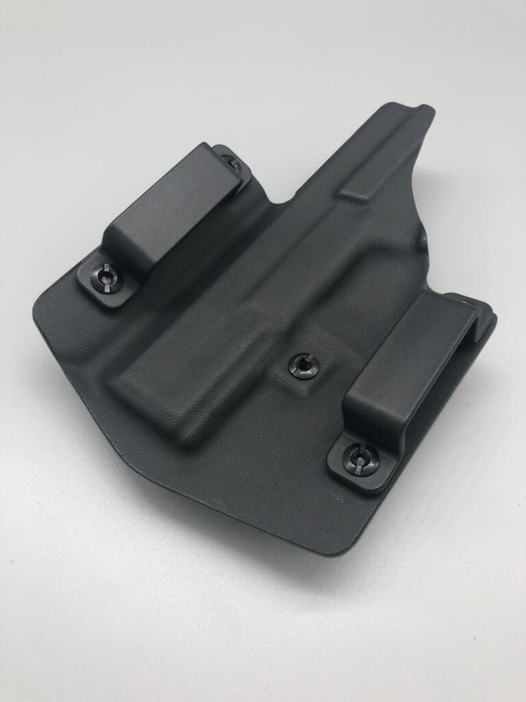Black Nestor Series Kydex OWB holster shell laid flat