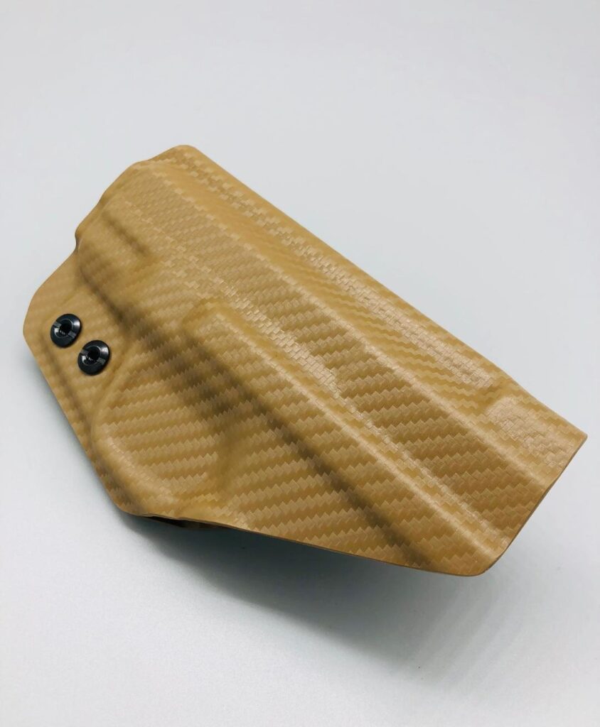 Tan carbon fiber Kydex Triton Series IWB holster shell
